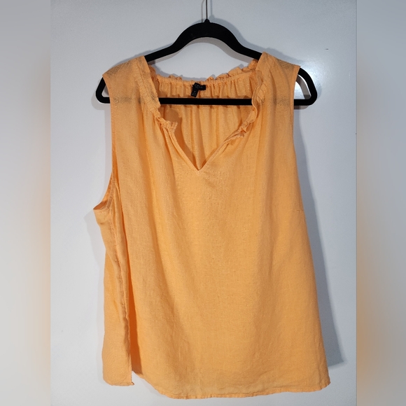 Talbots Women's Linen Sleeveless Top in Peach, Size 2x - Picture 1 of 7